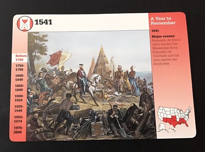 Hernando de Soto Discovers the Mississippi River   Grolier  Collector Card