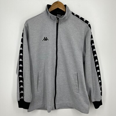 Kappa Track Jacket Men's L Gray Embroidered Logo Full Zip Kappa Track Jacket Men's L Gray Embroidered Logo Full Zip
