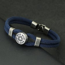 New Compass Bracelet Man Viking Nautical Rope Braslet Bangle Handmade Weaven Sur