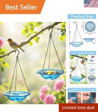 Hanging Bird Bath and Feeder Set - Durable, Rust Resistant Garden Accessories
