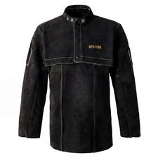 Antaither Leather Welding Jacket Open Back Bib Apron Cape Sleeve Heat Flame