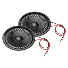 2 Pcs 0.5W 8 Ohm Small Speakers Metal Round Speaker with Wires, 50x7mm Black