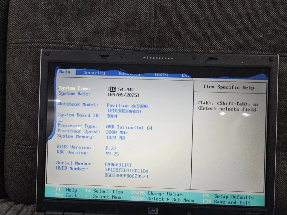K1033 HP Pavilion DV5000 - funktioniert getestet auf Bios Display beschädigt - Bild 2 von 4