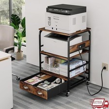 Printer Stand 3 Tier Adjustable Shelves Fabric Drawers Heavy Duty Storage New