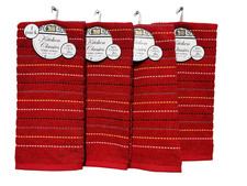 Set of 4 Kitchen Dish Towels, Stripe Design
