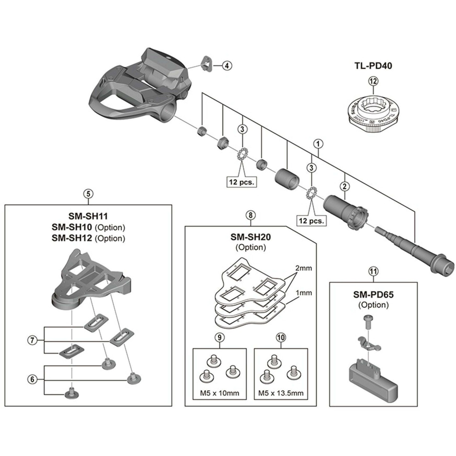 Shimano Spares PD-R7000 pedal axle assembly, right hand