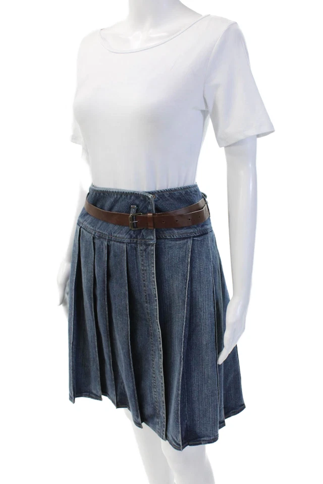 Falda vaquera Burberry para mujer forrada de algodón con cinturón azul talla 12 Foto 2 de 4