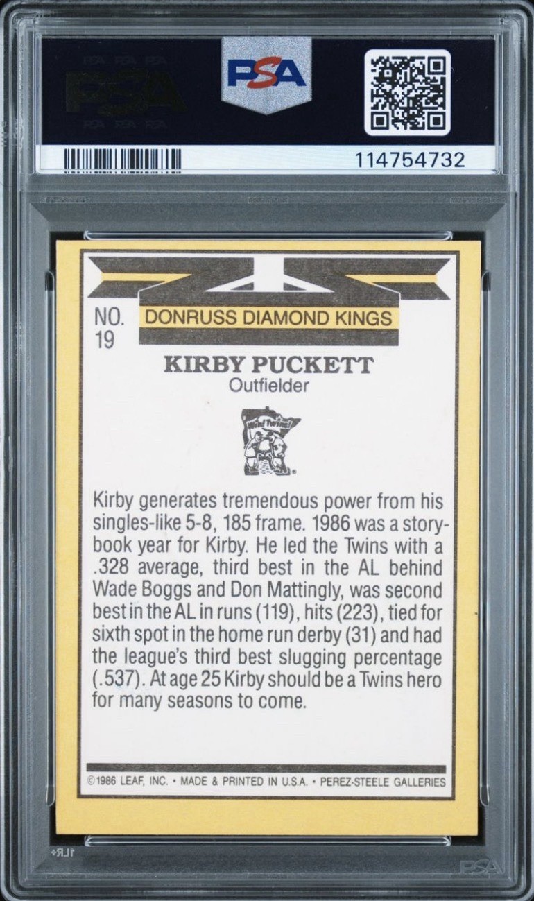 Kirby Puckett PSA 10 AUTO 🔥 1987 Donruss DIAMOND KINGS #19 ON-CARD Autograph view 2