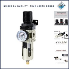 3/8'' NPT Air Filter Regulator with Semi-Auto Drain and Mounting Bracket