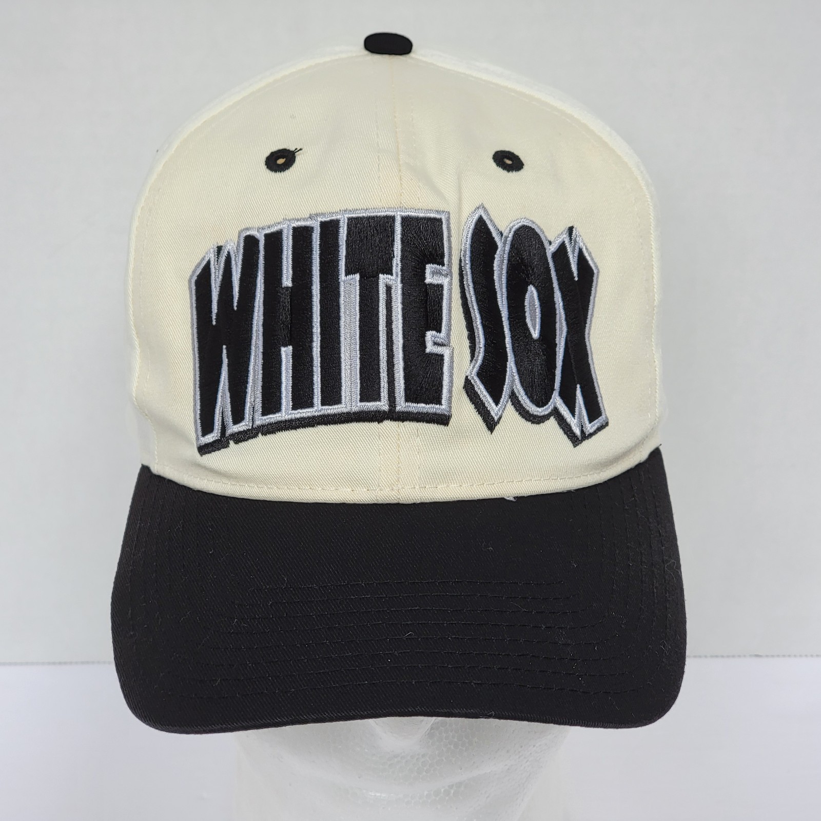 VTG MLB Chicago White Sox White/Black Script/Logo Snapback Hat Twins Enterprise