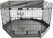 Puppy Playpen w Cover Pad, 8 Panels 30" H Gray Small Pet Safe