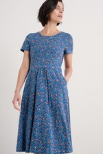 Seasalt Women's April Short Sleeve Dress 14 Organic Cotton Jersey Ditsy Summer