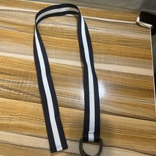 Kids Blue Striped D-Ring Cotton Belt 38 inch L Preppy School Trip Camp