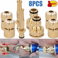 8X Brass Garden Hose Pipe Fitting Tap Hosepipe Spray Nozzle Connectors Watering
