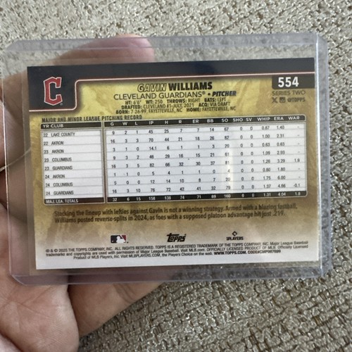 Gavin Williams 2025 Topps Series 2 Future Stars Gold Mirror SP Photo Variation - Picture 6 of 6