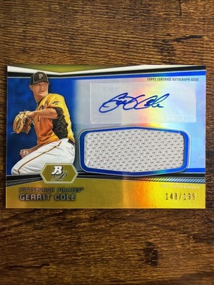 2012 Bowman Platinum Gerrit Cole Jumbo Relic Auto Blue /199 YANKEES CY YOUNG