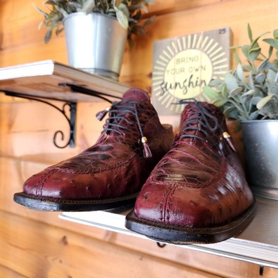 David Eden Genuine Croc & Ostrich Leather Dress Shoes 