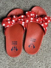 NWT Disney Store Minnie Mouse Red Slides Sandals Shoes Girls Polka Dots