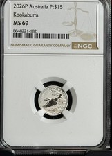 2026-P Australia 1/10 oz Platinum Kookaburra - NGC MS69 - $15 Face Value 2365.50 per troy oz