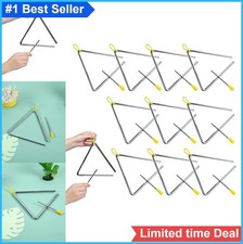 10 Pcs Musical Triangle Instrument 6 Inch Steel Percussion Set Kids Adults