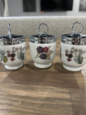 Royal Worcester Porcelain Fruit Pattern Lidded Jar Set of 3 Made in England