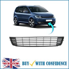 Front Bumper Center Grille Black Fits Volkswagen Touran Caddy 2010-2015 New