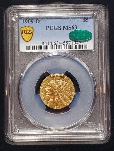 1909-D $5 Indian Head PCGS MS63 CAC