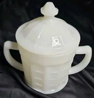 Vintage 1930s Hazel Atlas Colonial Block Sugar Bowl - White Milk Glass VGUC