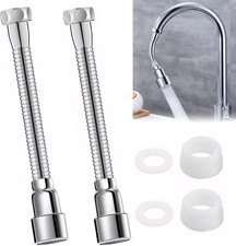 2 Stück 360° Flexibler Wasserhahn Verlängerung Strahlregler Wasserhahn, mit 2 Au