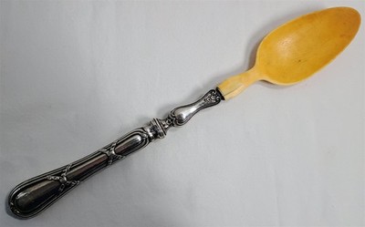 Antique French Serving Spoon Minerva Hallmark Silver Handle Vintage 