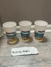 3 Vintage 1990 Burger King Big Sport Water Sports Plastic Cup - Made in USA