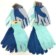4-Pack of 2 Garden Gloves Jersey Canvas With Dots - Large Blue Coral Set of 8