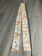 Japanese Obi Belt Kimono Gold Tan Volcano Birds Double Sided