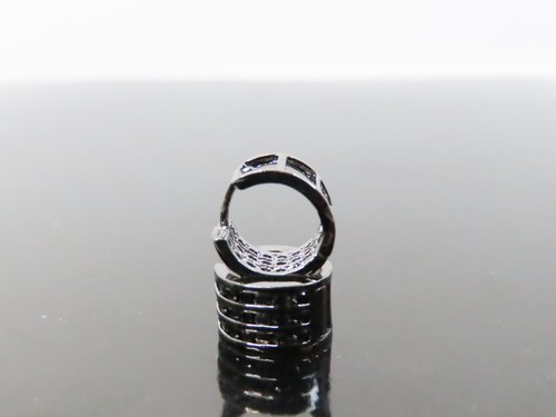 925 Sterling Silver CZ Black Large Huggies Hoops Earrings - Picture 4 of 5