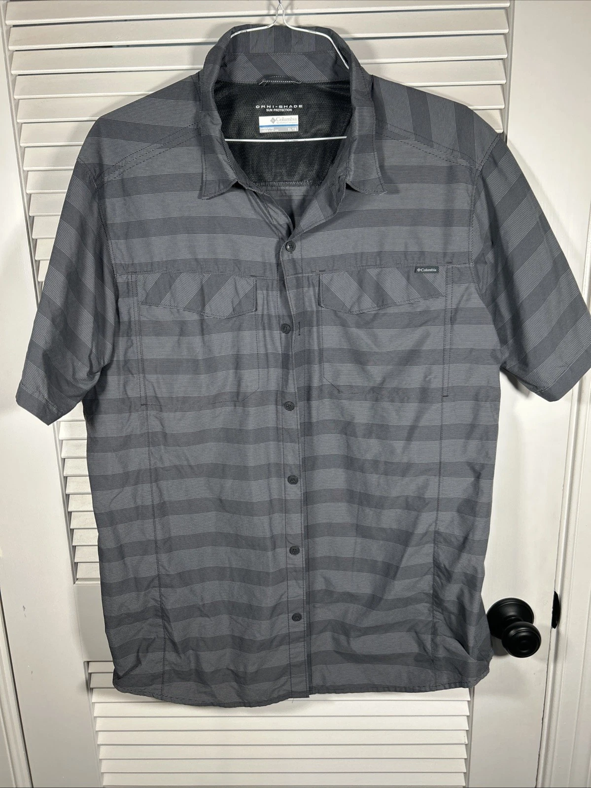 Columbia Omni Shade Sun Protection Grey LS Button Up Shirt Men's XL