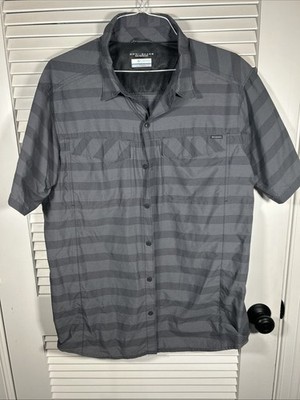 Columbia Omni Shade Sun Protection Grey LS Button Up Shirt Men's XL