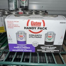 Oatey 30244 8 oz. Medium Clear PVC Cement / 8 oz. NSF Purple Primer Handy Pack