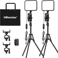 2-Pack LED Video Light Kit with Tripod Stand Phone Holder Ultra-Bright 3000-