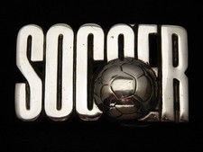 QJ09106 VINTAGE 1978  SOCCER  SPORTS COMMEMORATIVE SOLID BRASS BELT BUCKLE