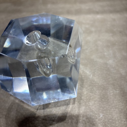 Fermacarte vaso bocciolo vetro trasparente art deco geometrico astratto vintage metà secolo - Foto 3 di 3