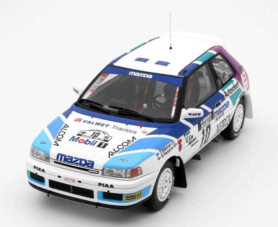 OTTOMOBILE, MAZDA 323 GTX GR.A #10 1000 Lakes Rally 1991 T.MÄKINEN, 1/18, OT... - Immagine 3 di 4