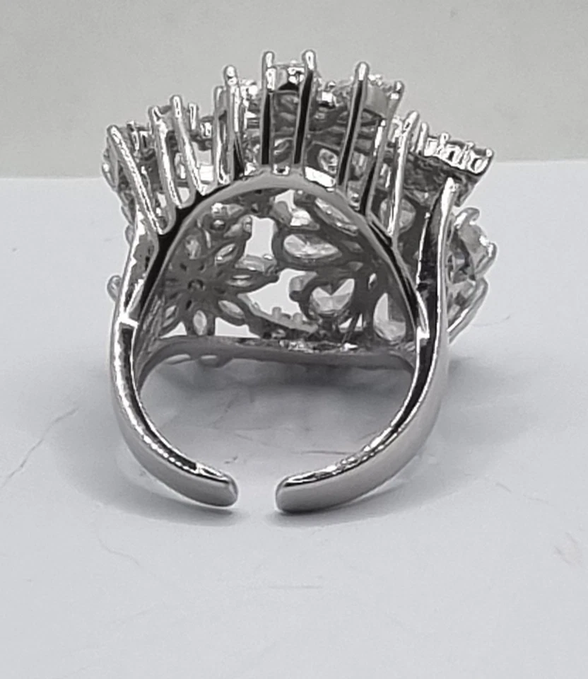 ANELLO FLOREALE DA SERA, anello pavettato, anello regolabile - Immagine 4 di 4