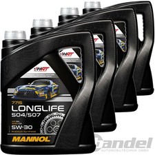 4x5L MANNOL 5W-30 LONGLIFE MOTORÖL passend für VW 504.00 507.00 BMW LL-04 229.51