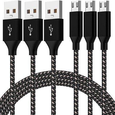 3x 3Ft/6Ft/10Ft Micro USB Fast Charger Cable Braided Cord For Samsung Android