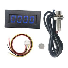 4 Digital LED Tachometer RPM Speed Meter Hall Proximity Switch Sensor NPN Blue