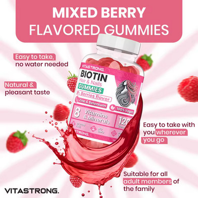 Sweet Biotin Gummies for Hair & Nail- Made in Italy - Vegan| 120 Gummies Non GMO