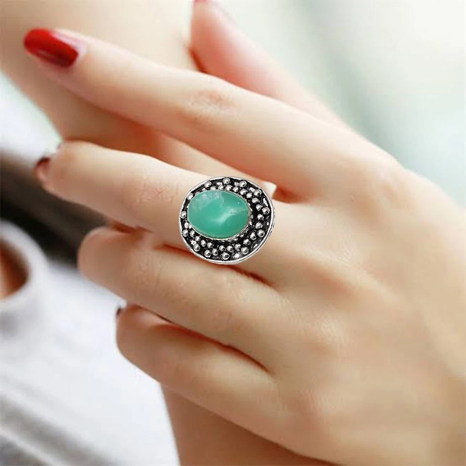 Chrysoprase Gemstone Handmade Silver Jewelry  "7" - Image 4 of 4