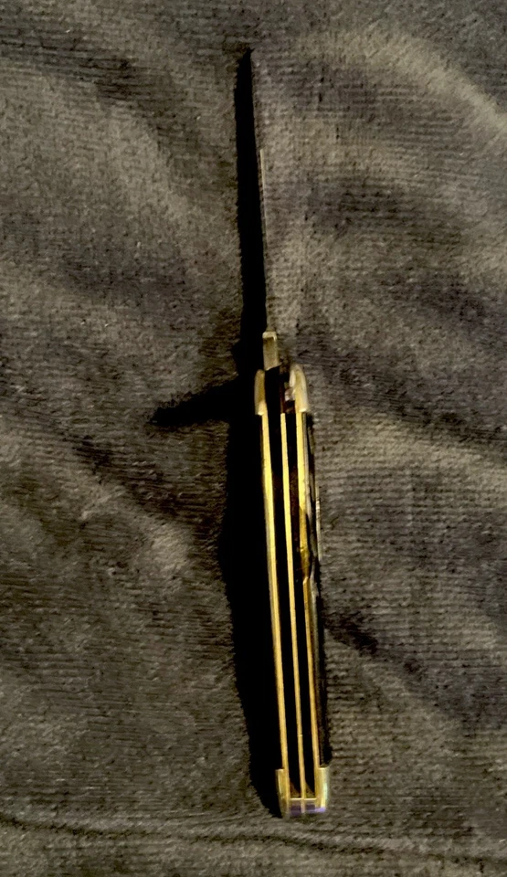 Cuchillo Scharade Walden NY EE. UU. 242 antiguo escamas de hueso negro buen estado Foto 4 de 4