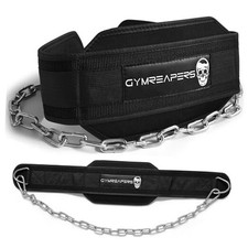 Dip Belt With Chain For Weightlifting, Pull Ups, Dips - Heavy Duty Steel Black