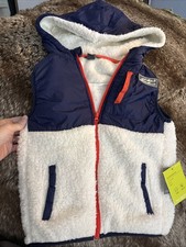 New SUPER SOFT Eddie Bauer Kids Faux Shearling Hooded Vest Size 6
